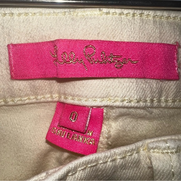 Lily Pulitzer Women’s Pale Yellow Low Rise Raw Hem Jeans Sz 0 - Picture 5 of 13